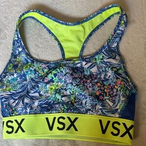 VSX Victoria’s Secret Sport Vibrant Floral Sports Bra - Blue and Neon Yellow